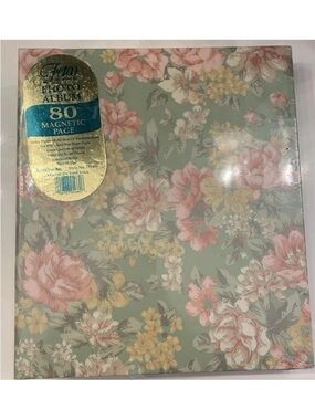 Vintage 80s Fettero Photo Album Floral Magnetic pages (Holds 300 Photos) Unused